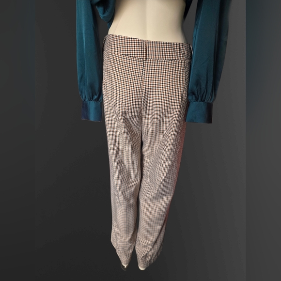 Brown Houndstooth Check Trousers Women's XL Tailored Pants - Picture 6 of 8